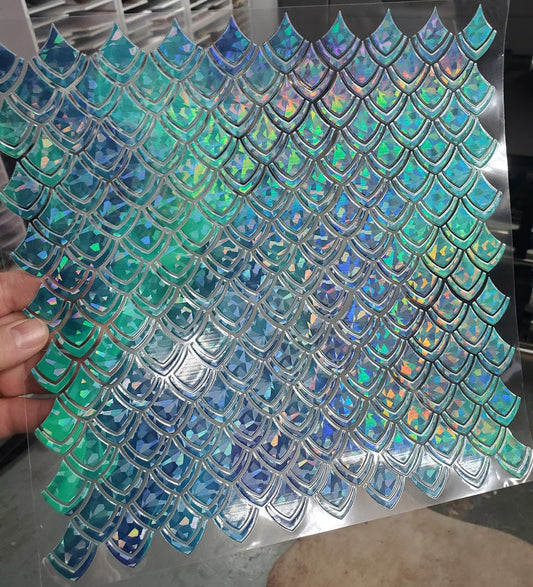 UVDTF Shattered Holographic Teal Dragon Scales 10"x10"