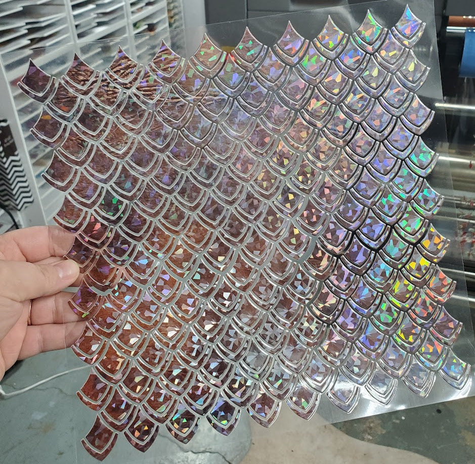 UVDTF Shattered Holographic Leather Dragon Scales 10"x10"
