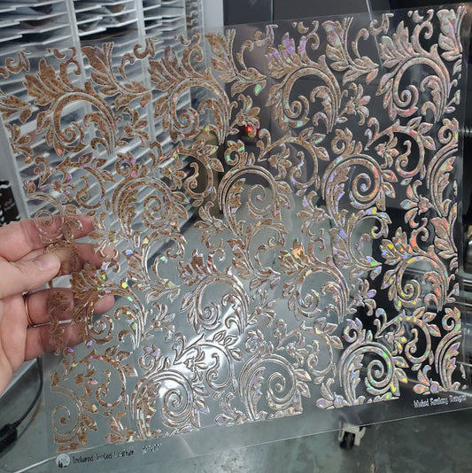 UVDTF Shattered Holographic Original Tooled Leather 10"x10"