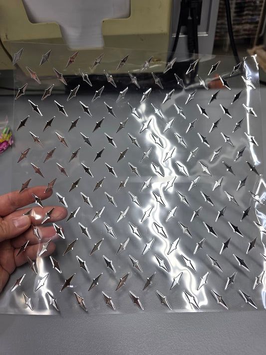 UVDTF Metallic Silver Diamond Plate 11"x11"
