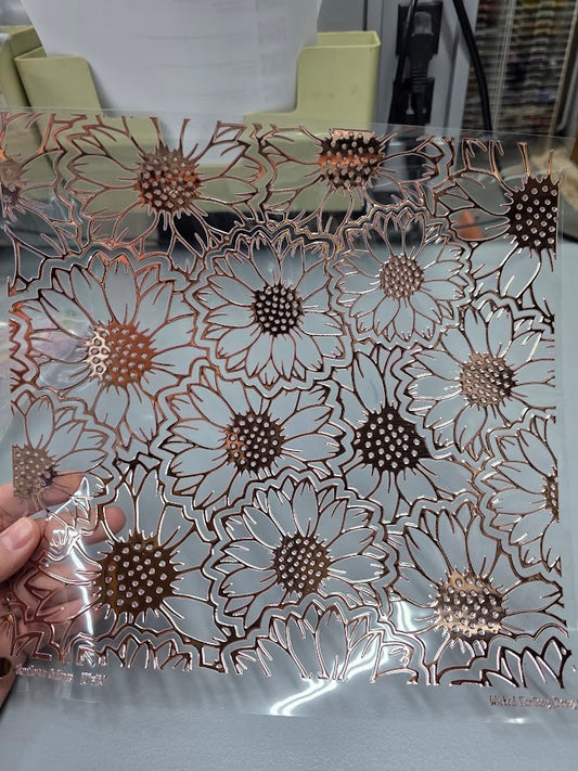 UVDTF Rose Gold Metallic Sunflowers 11"x11"