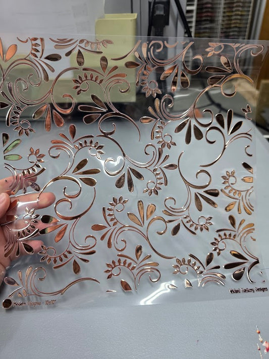 UVDTF Rose Gold Metallic Modern Filagree 11"x11"