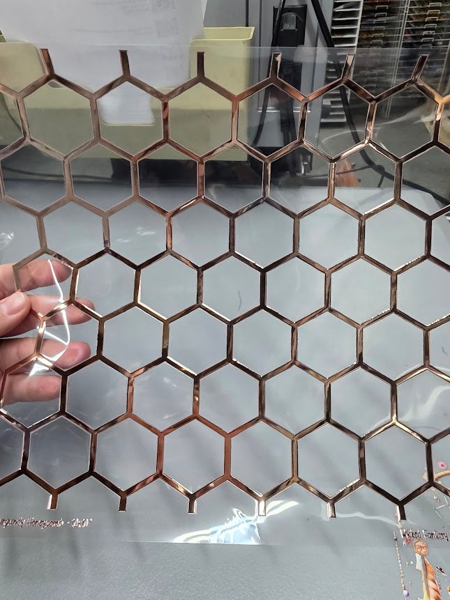 UVDTF Rose Gold Metallic Large Honeycomb 11"x11"