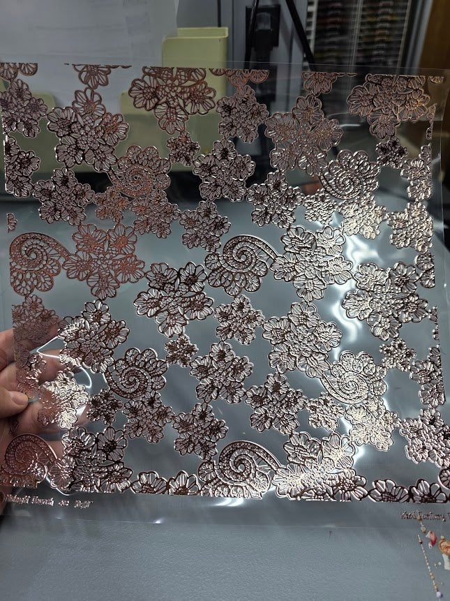 UVDTF Rose Gold Metallic Midnight Flourish Lace 11"x11"