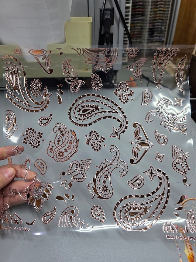 UVDTF Rose Gold Metallic Paisley 11"x11"