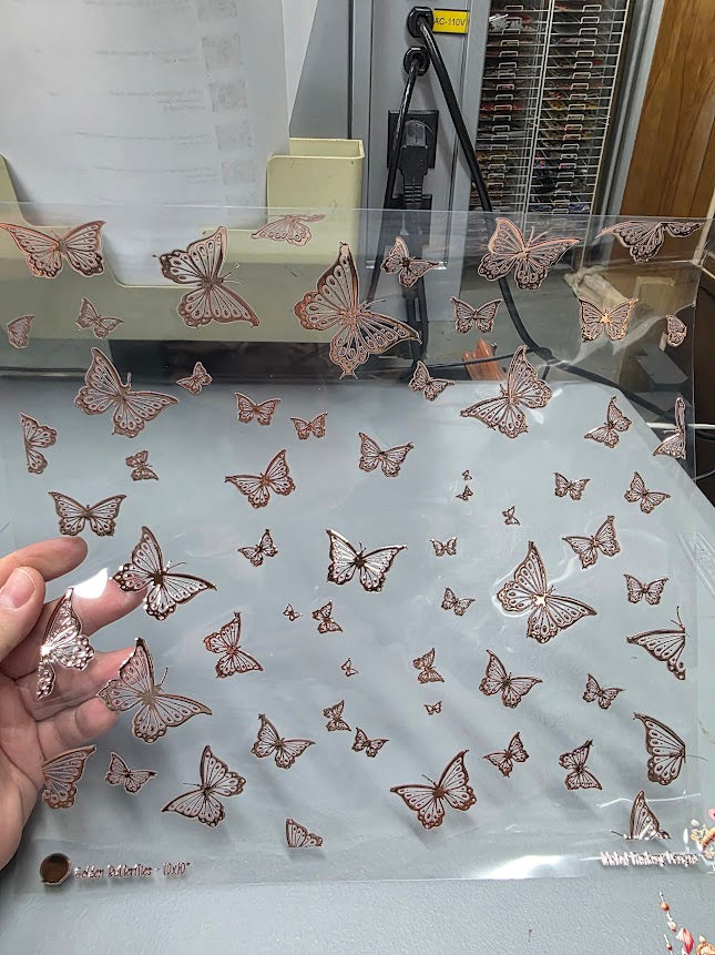 UVDTF Rose Gold Metallic Butterflies 11"x11"