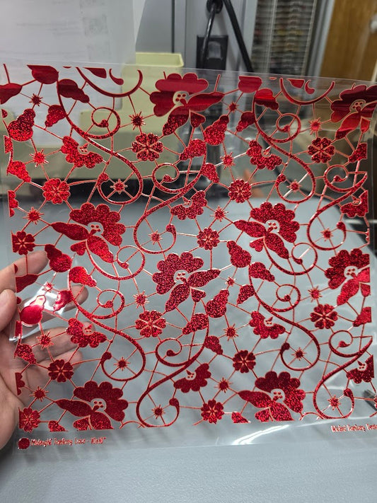 UVDTF Prism Red Metallic Midnight Fantasy Lace 11"x11"