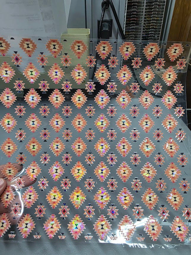 UVDTF Shattered Holographic Coral Aztec Star  11"x11"