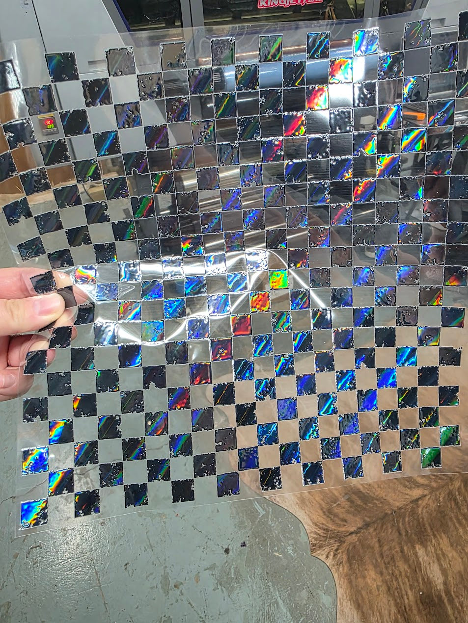 UVDTF Laser Holographic Small Checkered 11"x11"
