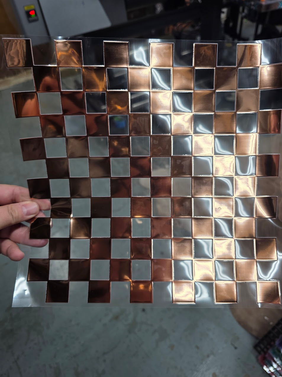 UVDTF Rose Gold Metallic Large Checkered 11"x11"