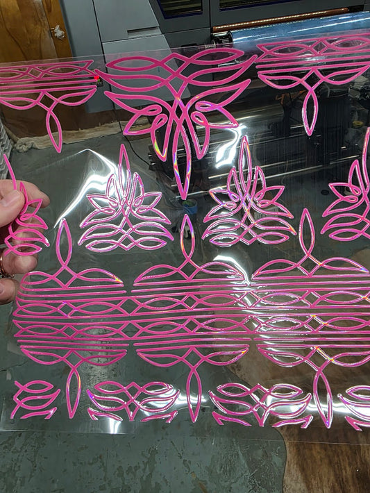 UVDTF Laser Holographic Pink Boot Stitch 11"x11"