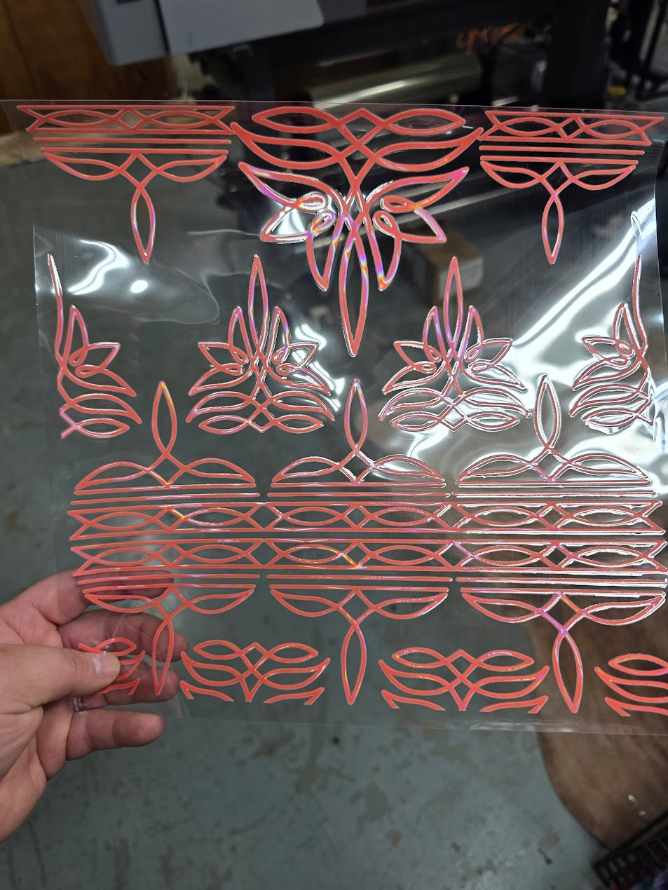 UVDTF Laser Holographic Coral Boot Stitch 11"x11"
