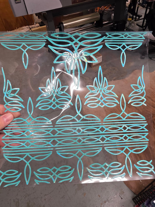 UVDTF Laser Holographic Turquoise Boot Stitch 11"x11"