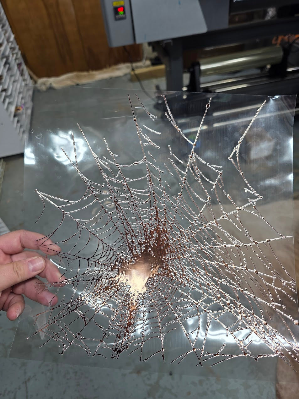 UVDTF Rose Gold Distressed Spider Web 11"x11"