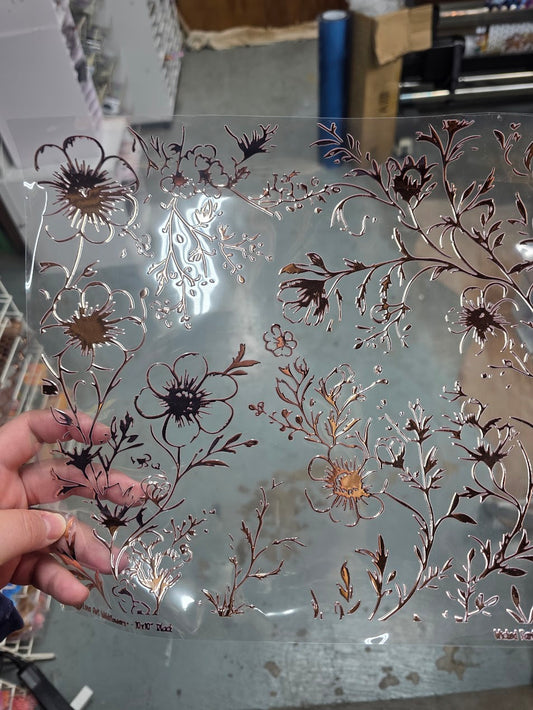 UVDTF Rose Gold Metallic Wildflowers 11"x11"