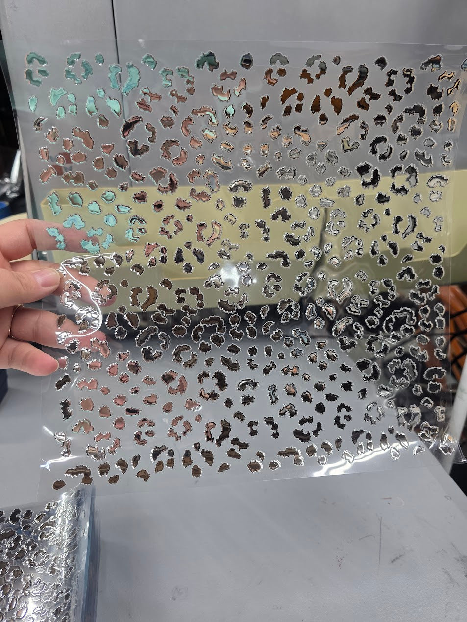 UVDTF Silver Metallic Small Leopard Print 11"x11"