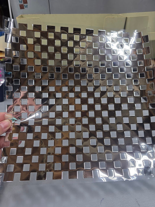 UVDTF Silver Metallic Small Checkered 11"x11"