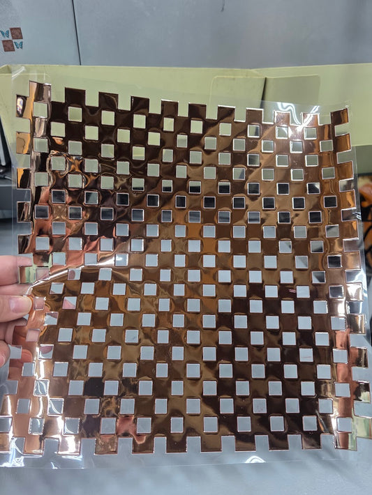 UVDTF Rose Gold Metallic Small Checkered 11"x11"