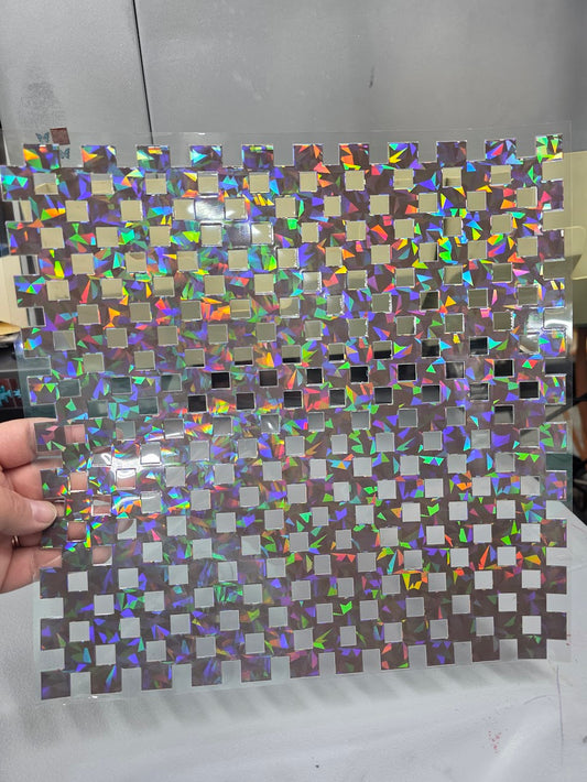 UVDTF Shattered Holographic Brown Small Checkered 11"x11"