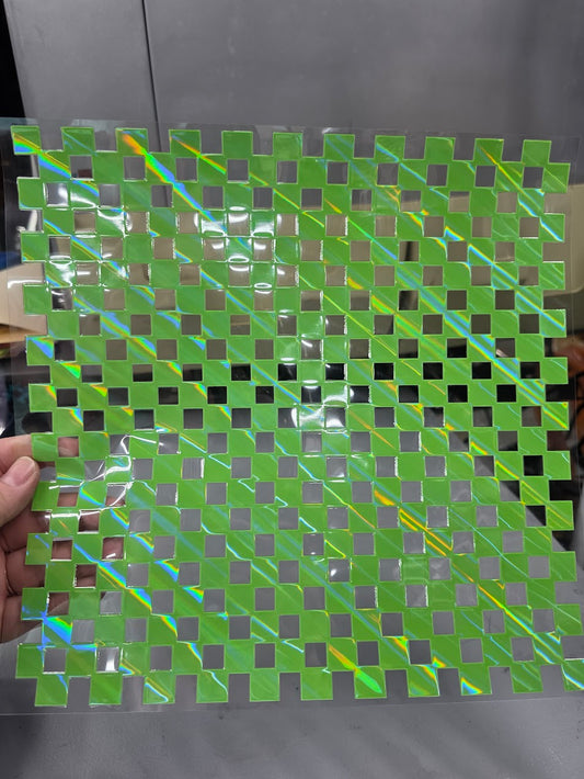 UVDTF Laser Holographic Lime Small Checkered 11"x11"