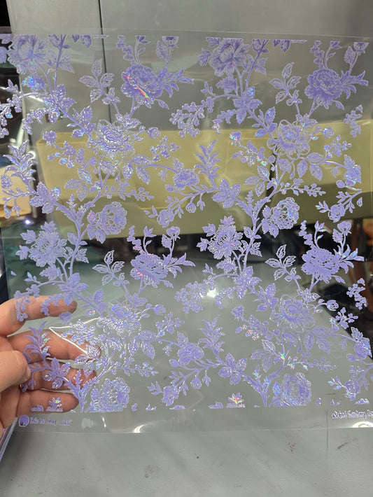 UVDTF Laser Holographic Lavender Toile de Jouy Floral 11"x11"