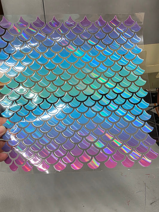 UVDTF Laser Holographic Pastel Small Mermaid Scales 11"x11"