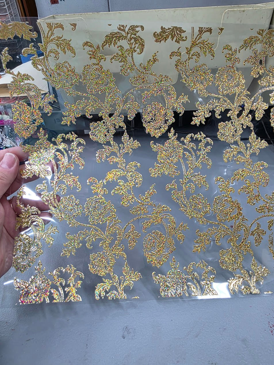 UVDTF Prism Gold Holographic Baroque Floral 11"x11"