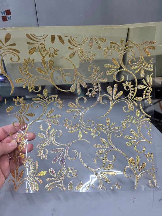 UVDTF Prism Gold Holographic Modern Filagree 11"x11"