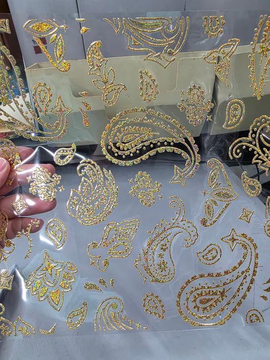 UVDTF Prism Gold Holographic Paisley 11"x11"