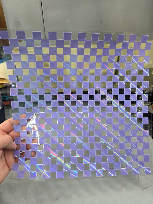 UVDTF Laser Holographic Lavender Small Checkered 11"x11"
