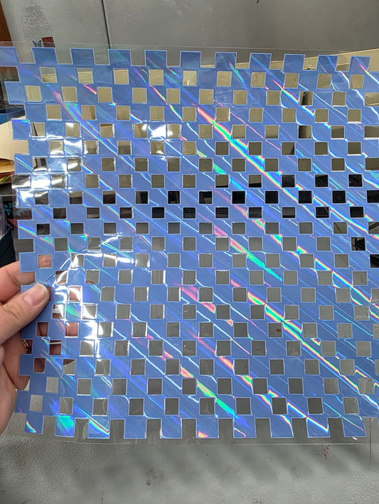 UVDTF Laser Holographic Periwinkle Small Checked 11"x11"
