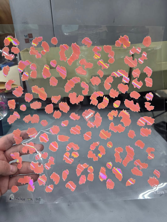 UVDTF Laser Holographic Coral Leopard 11"x11"