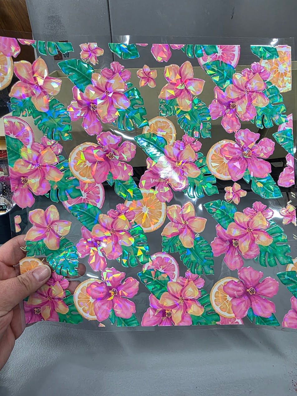 UVDTF Shattered Holographic Tropical Citrus 11"x11"