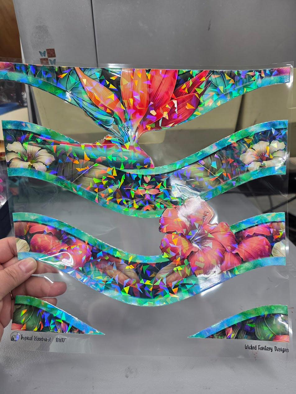 UVDTF Shattered Holographic Tropical Waveburst 11"x11"