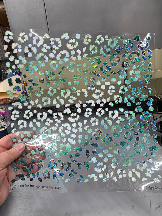 UVDTF Shattered Holographic Verdant Small Leopard Print 11"x11"