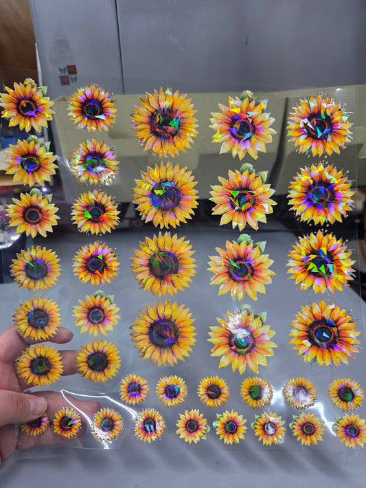 UVDTF Shattered Holographic Sunflowers 11"x11"