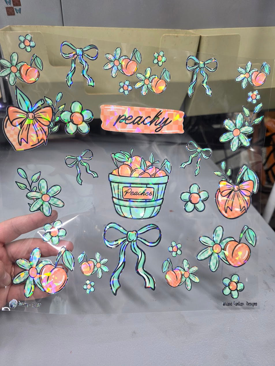 UVDTF Shattered Holographic Peachy 11"x11"