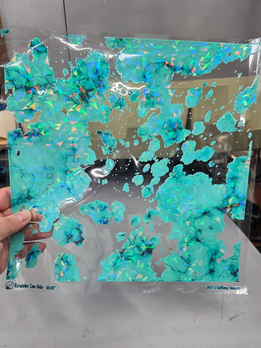 UVDTF Shattered Holographic Turquoise Cow Hide 11"x11"