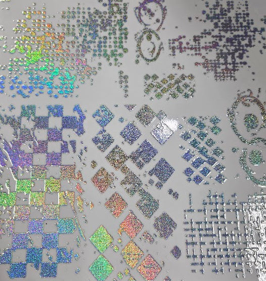 UVDTF Prism Holographic Hypershift Silver Checkered Grunge  11"x11"