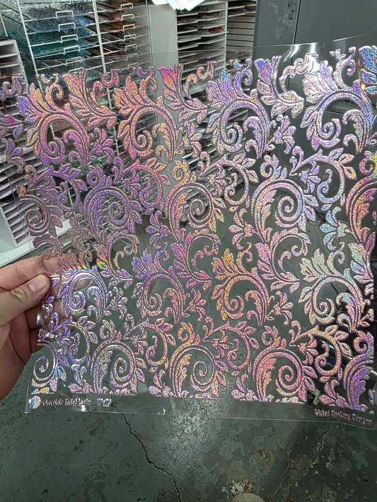 UVDTF Prism Rose Holographic Tooled Leather 11"x11"