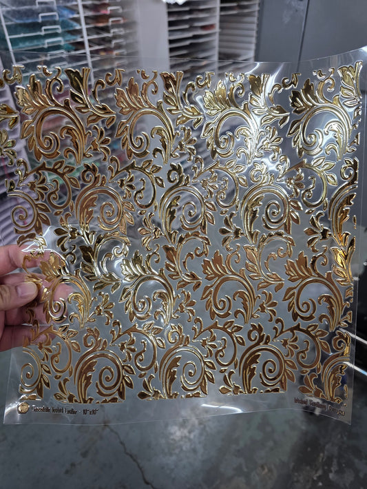 UVDTF Metallic Champagne Tooled Leather 11"x11"
