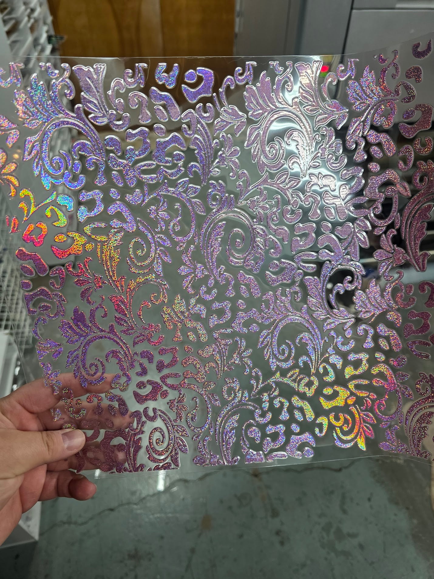 UVDTF Prism Rose Holographic Leather and Leopard 11"x11"