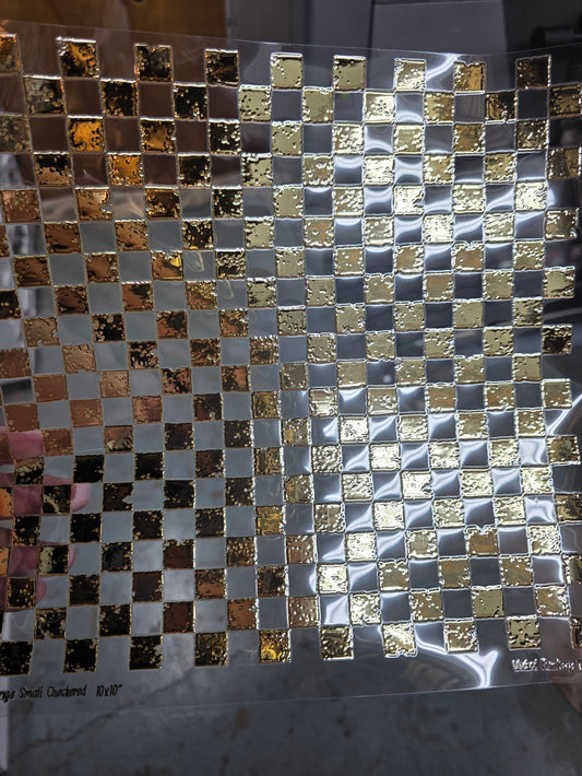 UVDTF Metallic Champagne Grunge Small Checkered 11"x11"
