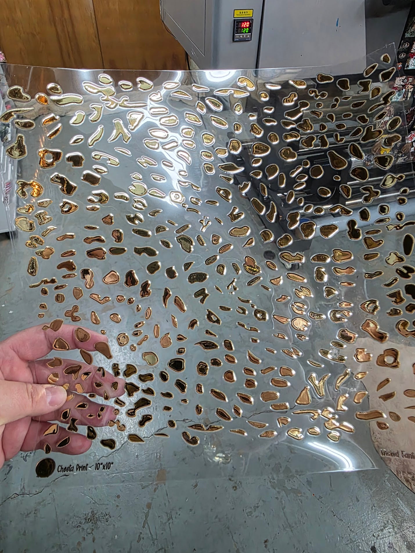 UVDTF Metallic Champagne Cheeta Print 11"x11"