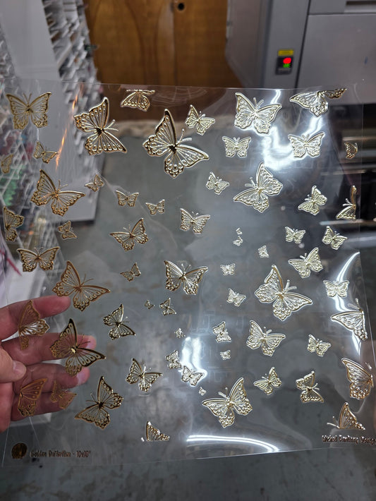 UVDTF Metallic Champagne Butterflies 11"x11"