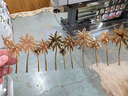 UVDTF Champagne Metallic Palm Tree Border 11"