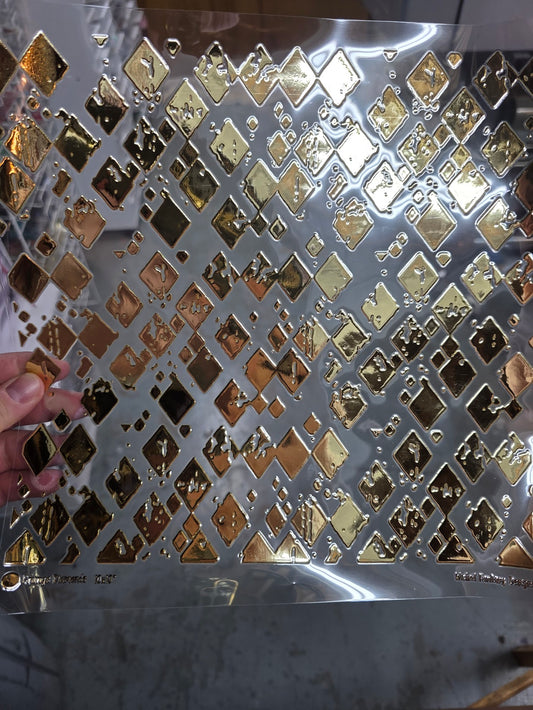 UVDTF Metallic Champagne Grunge Diamonds 11"x11"