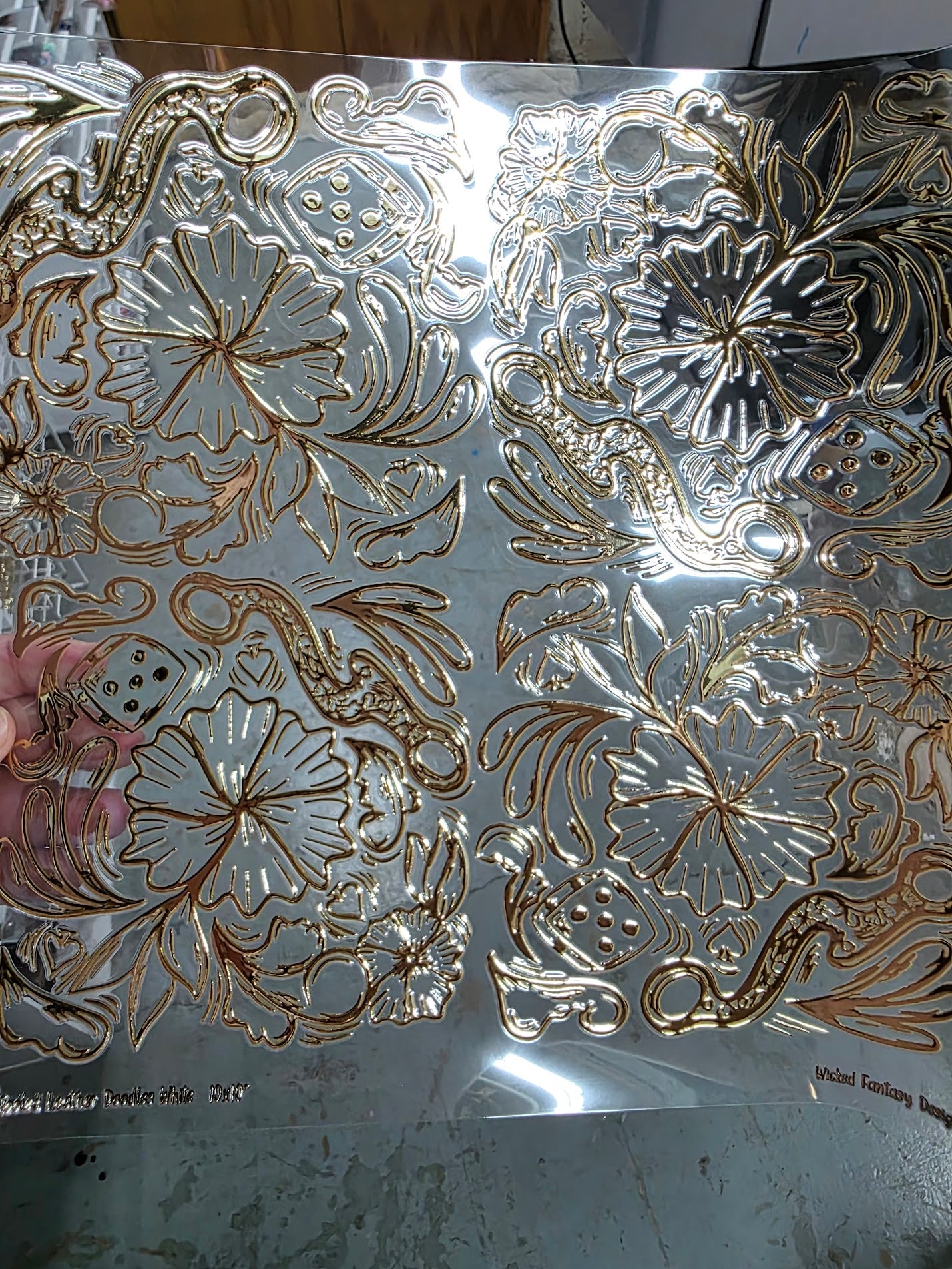 UVDTF Metallic Champagne Cowgirl Tooled Leather  11"x11"