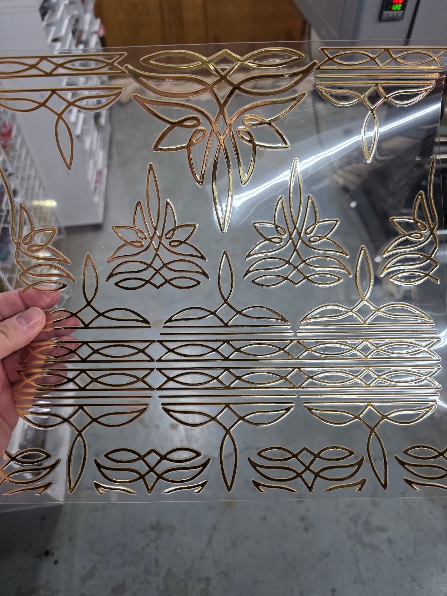 UVDTF Metallic Champagne Boot Stitch  11"x11"