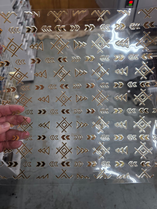 UVDTF Metallic Champagne Aztec Arrows  11"x11"